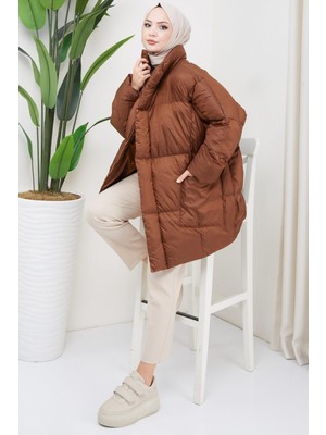 Haf Samina Oversize Torba Cep Şişme Mont Taba HM2317