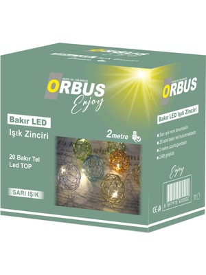 Orbus Bakır Top LED Işık Zinciri Usb'li 2 Metre