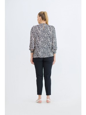 Even Plus Size Parlak Zebra Desen Büyük Beden Bluz 46 Beden