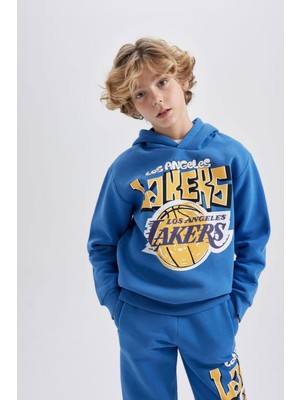 DeFacto Erkek Çocuk NBA Los Angeles Lakers Kapüşonlu Kalın Sweatshirt B4796A823WN