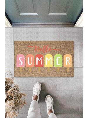 Stok Shop Bej Kapı Önü Paspası Hello Summer Dondurma Desen  K-3275