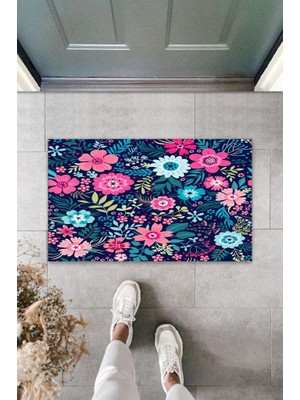 Stok Shop Dekoratif Dijital Baskı Renkli Çoklu Çiçek Dış Mekan Paspas K-3028