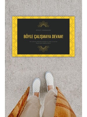 Stok Shop Dijital Baskı Dekoratif Not: Bence Harikasın Sarı-Siyah Kapı Önü Paspası K-1275