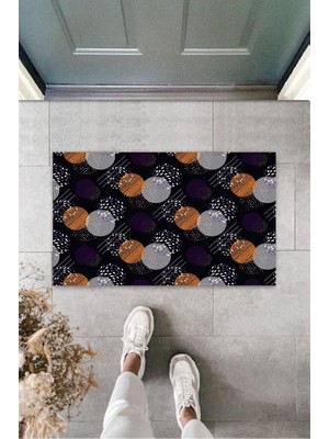 Stok Shop Mor Kapı Önü Paspası Daireler Desen  K-3238