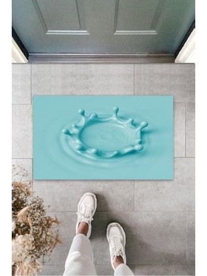 Stok Shop Dijital Baskı Mavi Su Damlası Paspas K-3137