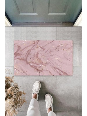 Stok Shop Dijital Modern Dalgalı Koyu Pembe Kapı Paspası Dış Mekan Paspas K-3118