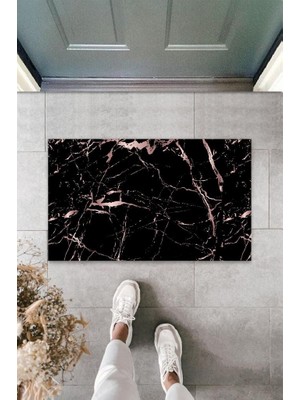 Stok Shop Dijital Baskı Siyah Mermer Kapı Paspası K-3095