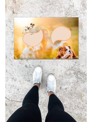 Stok Shop Dijital Baskı Renkli Köpek Desen Kapı Önü Paspası K-1033