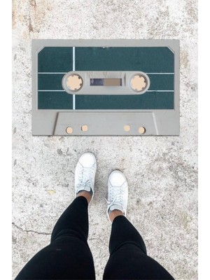 Stok Shop Dijital Baskı Renkli Kaset Desen Kapı Önü Paspası K-1009