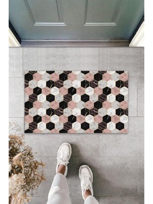 Stok Shop Dijital Baskı Pembe Petek Paspas K-3089