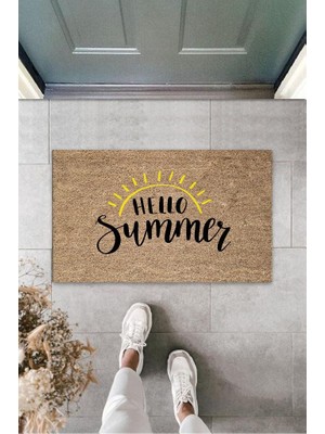 Stok Shop Siyah Kapı Önü Paspası Hello Summer Desen  K-3272