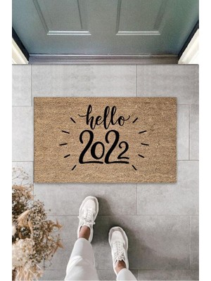 Stok Shop Kahverengi Kapı Önü Paspası Hello  Desen  K-3284