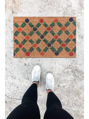 Stok Shop Dijital Baskı Renkli Geometrik Desen Kapı Önü Paspası K-1021