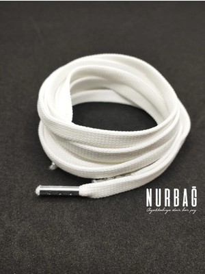 Nurbağ Dokuma Spor Ayakkabı Beyaz Yassı Metal Uçlu Bağcık 90 cm 1 Çift CX80000