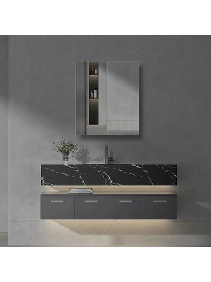 STİLL Mobilya Çift Kapaklı Lavabo Üstü Aynalı Banyo Dolabı