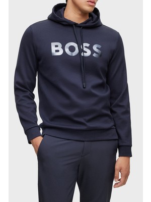 Boss Ayna Efektli Logolu Kapüşonlu Pamuklu Relaxed Fit Sweat Erkek Sweat 50501222 402