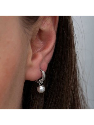 Stil Love Gümüş Damla Inci Kadın Küpe