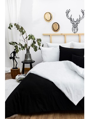 Kolay Ütü Tek Kişilik Nevresim Takımı (100X200 Siyah Lastikli Çarşaf+Yorgan Kılıfı+Y.kılıfı) Beyaz