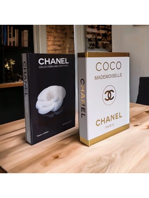 Chanel Coco & Siyah Gül Desenli Dekoratif Kitap Kutu 2’li Set