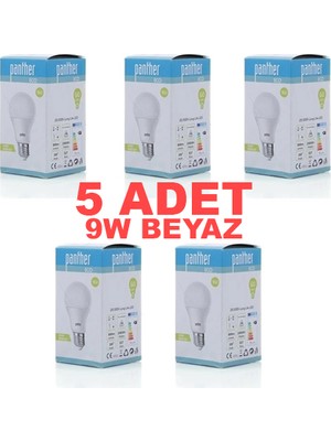 Panther Eco 9W 6500K Beyaz Işık LED Ampul 5 Adet