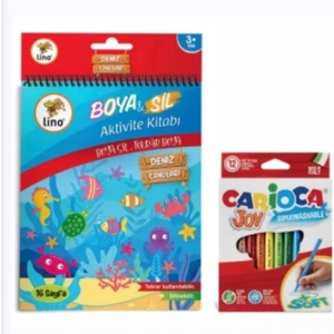Boya Sil Aktivite Boyama Kitabı Denizaltı (Silinebilir) & Carioca 12Lİ Boyama Kalemi