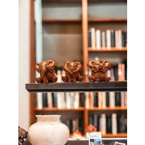 Lu Design 3lü Görmedim Duymadım Bilmiyorum Fil Biblo & 8 cm Taş Tozu Hediyelik Dekoratif Obje ve Biblo