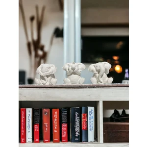 Lu Design 3lü Görmedim Duymadım Bilmiyorum Fil Biblo & 8 cm Taş Tozu Hediyelik Dekoratif Obje ve Biblo