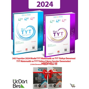 ÜçDörtBeş Yayınları2024 Model TYT Matematik ve Türkçe Denemesi 2 Adet Deneme li!!!