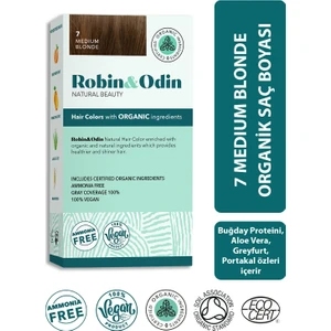 Robin & Odin Organik Amonyaksız Kalıcı Saç Boyası 7 Medium Blonde / Orta Sarı