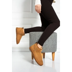 Friend & Trend  Mini Taba Süet  İçi Tüylü Ince Taban Kadın Yarım Bot  FT409