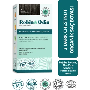 Robin & Odin Organik Amonyaksız Kalıcı Saç Boyası 3 Dark Chestnut / Koyu Kestane