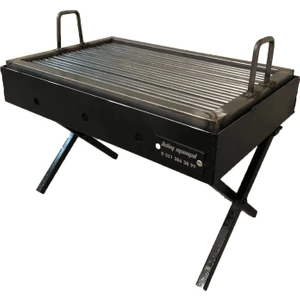 30X45 Kamp Piknik Mangalı Katlanabilir Ayaklı Mil Izgara Yağ Hazneli