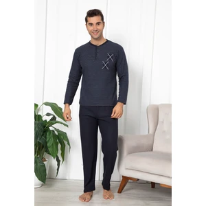 Falkom 7055 Pamuklu İnterlok Kışlık Erkek Çizgili Pijama Takımı