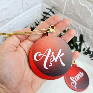 Hayaller Dükkanı Yılbaşı Ağacı Süsleri Güzel Dilekler 5li Set Ahşap Yeni Yıl Süsleri 9 cm 5 Adet Ahşap Uv Baskılı