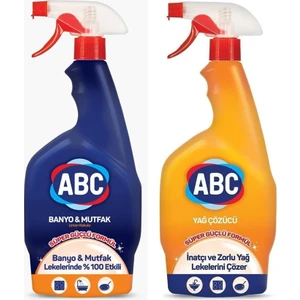 Abc Mutfak-Banyo Sprey Limon Kokulu 750 Ml+Yağ Çözücü Sprey 750 ml