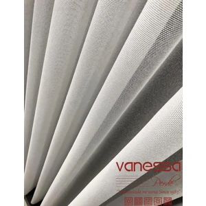 Vanessa Perde Zikzak Desen Tül Salon ve Yatak Odası Tül Perde Modern Ütü Istemez 1/2,5 Sık Pileli Etek Kurşunlu 2056