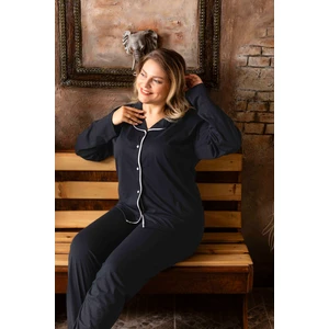 Sude Homewear Büyük Beden Gömlek Uzun Kol Pijama Takımı