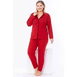 Sude Homewear Büyük Beden Gömlek Uzun Kol Pijama Takımı