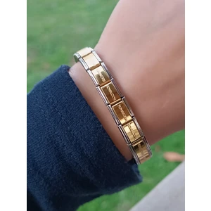 Çelik Nomi Yazılı Gümüş Renk Italyan Charm Nomination Çelik Bileklik