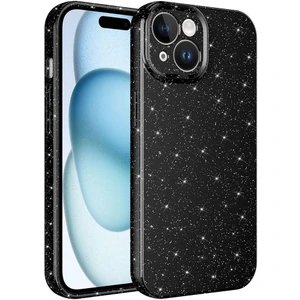 Case 4u Apple iPhone 15 Plus Kılıf Kamera Korumalı Simli Lüks Koton Kapak Siyah