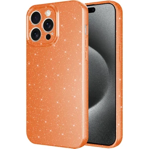Case 4u Apple iPhone 15 Pro Kılıf Kamera Korumalı Simli Lüks Koton Kapak Turuncu
