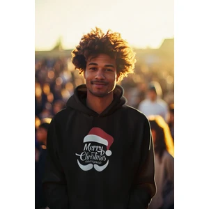 Siyah Yeni Yıl Yılbaşı Merry Christmas Özel Tasarım Yeniyıl Temalı Hediyelik Kapşonlu Sweatshirt