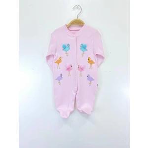 Puro Cotone Bebek Tulum Pembe Kuşlu