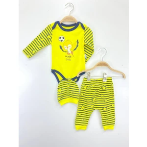 Puro Cotone Bebek Ikili Takım Sarı Lacivert