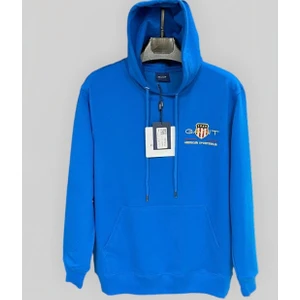 Erkek Mevsimlik İki İplik İnce Kumaş Regular Fit Kapüşonlu Logolu Sweatshirt