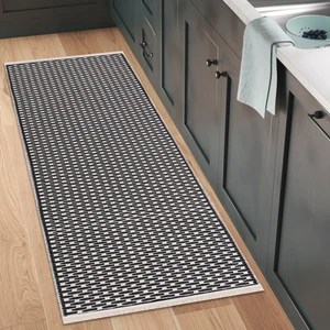 Serenityspace, Kaymaz Taban, Yıkanabilir, Katlanabilir, Nefes Alabilir, Pamuk Dokuma Dekoratif  Homesteadart Rugs Siyah Kilim