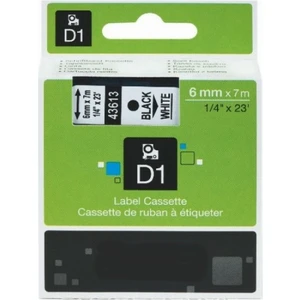 Dymo D1 43613 720780 6 mm x 7 mt . Muadil Beyaz Etikete Siyah Yazı Şerit Etiket Kaseti