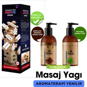 Erotik Denge Oyunu + Yenilir Çikolata ve Natural Masaj Yağı 120 ml: Romantizm ve Zindelikte Yepyeni Bir Boyut!