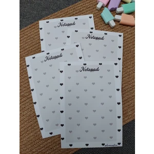 Milyoncu Sepeti Siyah Kalp Desenli Çizgisiz Defter - Notepad - Bloknot A5