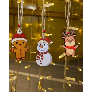 Atölye Smyrna Ahşap Ağaç Süsü , Duvar Süsü , Oda Süsü ( Kurabiye Adam , Kardan Adam , Sevimli Geyik )